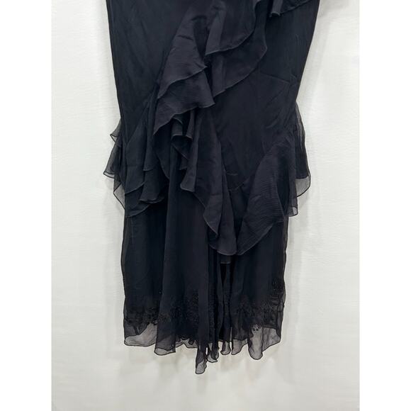 Cami Womens Black Whimsigoth Chiffon Steampunk Goth Layered Maxi Skirt Silk Sz M - Picture 5 of 8